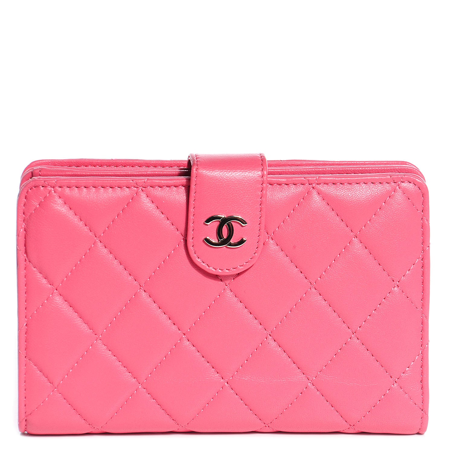 Chanel Lambskin Quilted Large Zip Pocket Wallet Pink 1 of 8