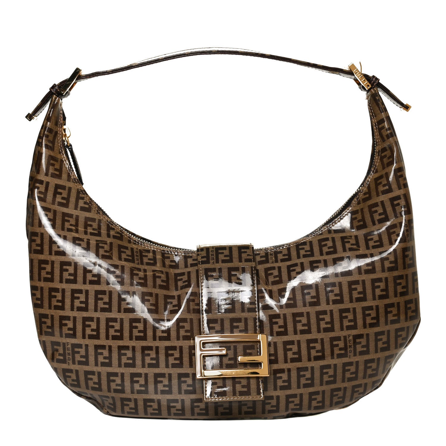 Fendi Vinyl Zucchino Shoulder Bag Tobacco 1 of 8
