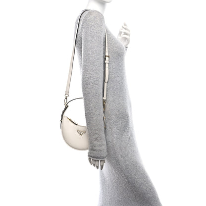Prada Soft Calfskin Small Arque Shoulder Bag White 2 of 10