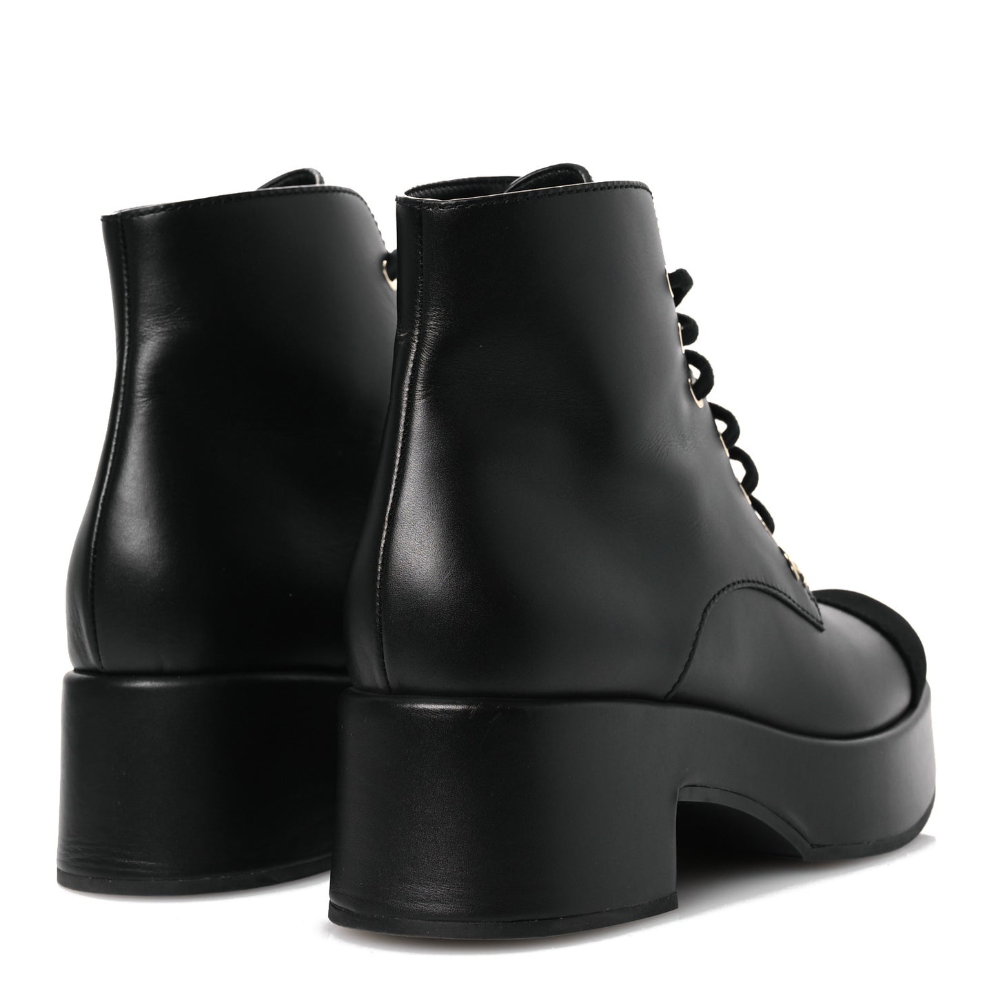 Calfskin Velvet CC Cap Toe Boots 40 Black