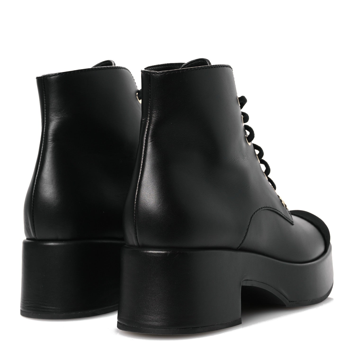 Chanel Calfskin Velvet CC Cap Toe Boots 40 Black 5 of 12