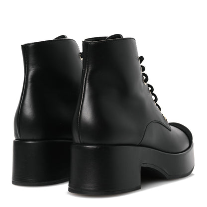 Chanel Calfskin Velvet CC Cap Toe Boots 40 Black 5 of 12