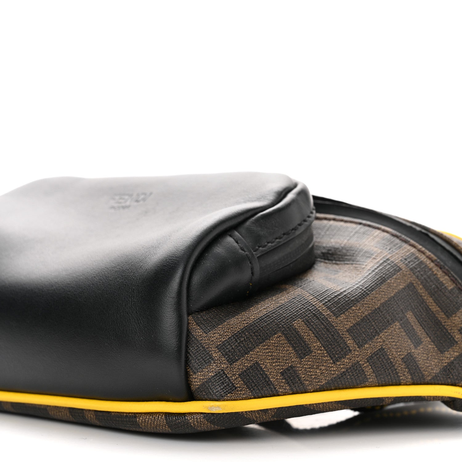 Fendi Glazed Fabric Vitello Century FF 1974 Pocket Belt Bag Mogano Panna Black Sunflower 10 of 10