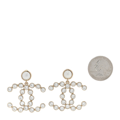 Chanel Crystal Pearl Large CC Drop Earrings Gold 2 of 5