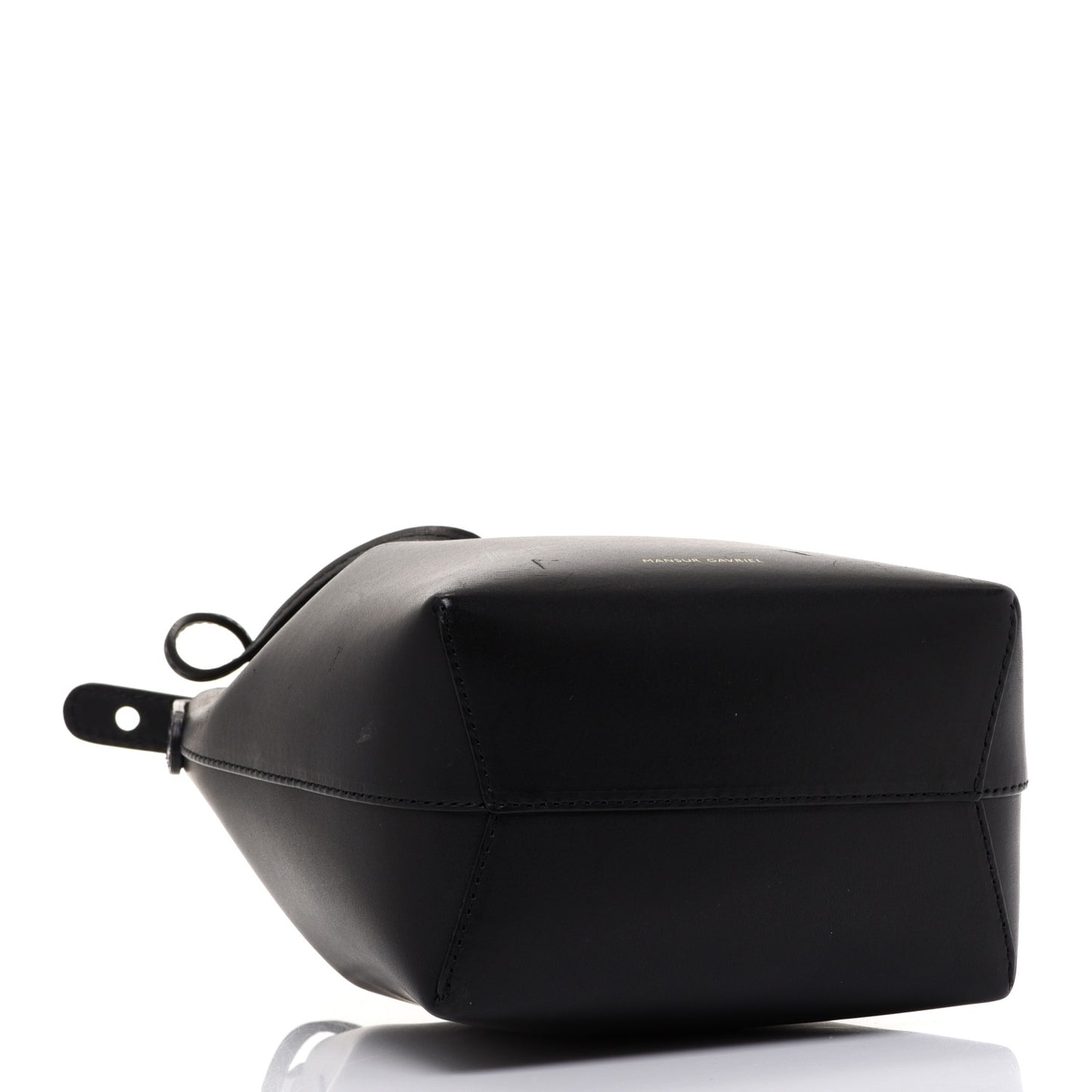 Vegetable Tanned Calfskin Mini Mini Bucket Bag Black Flamma