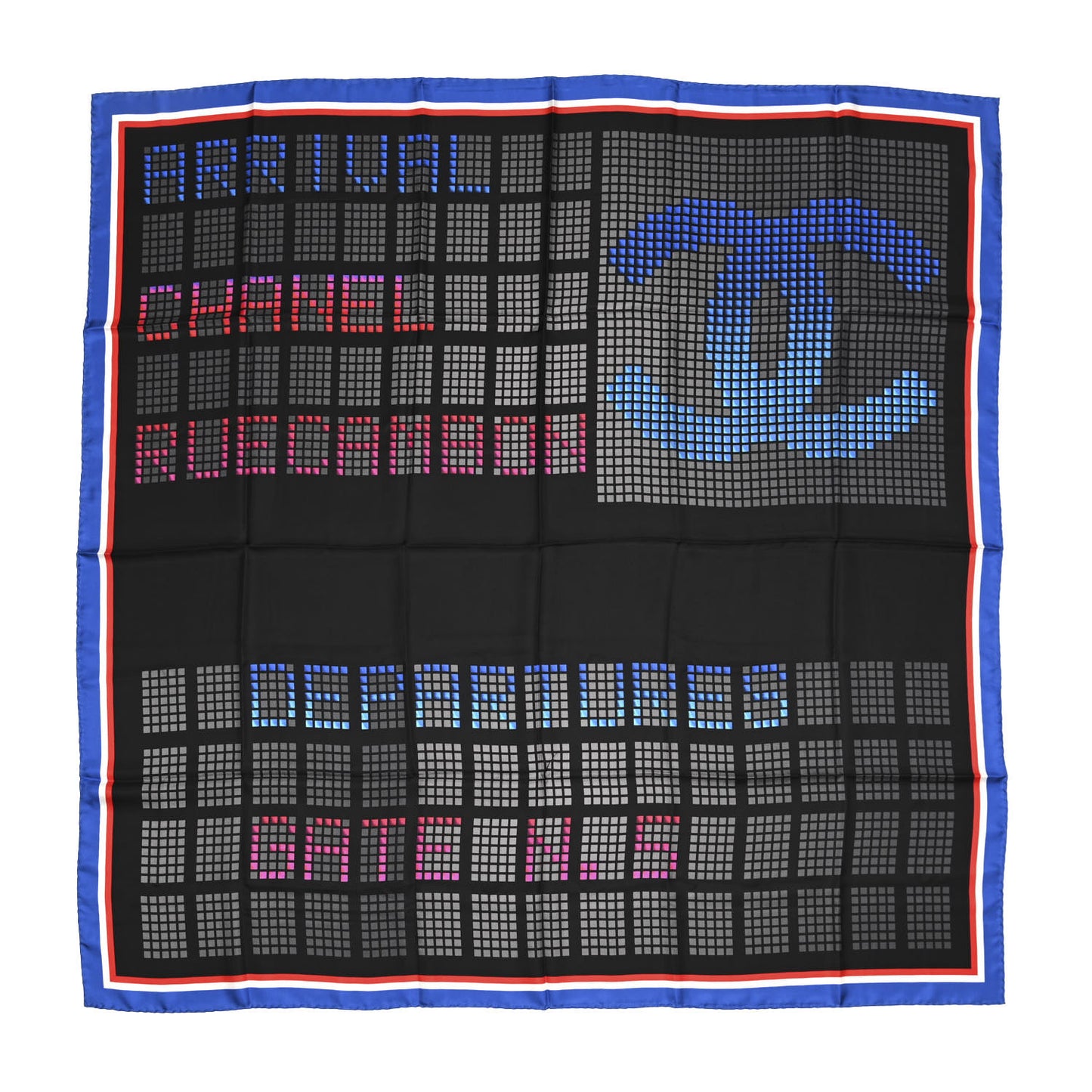 Silk CC Arrival Departures Square Scarf Blue Multicolor