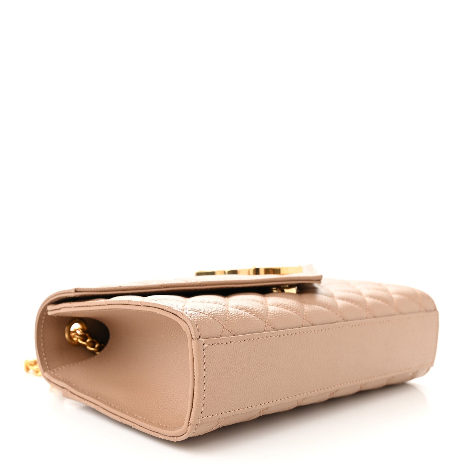 Saint Laurent Grain De Poudre Textured Mixed Matelasse Triquilt Small Monogram Satchel Dark Beige 4 of 9