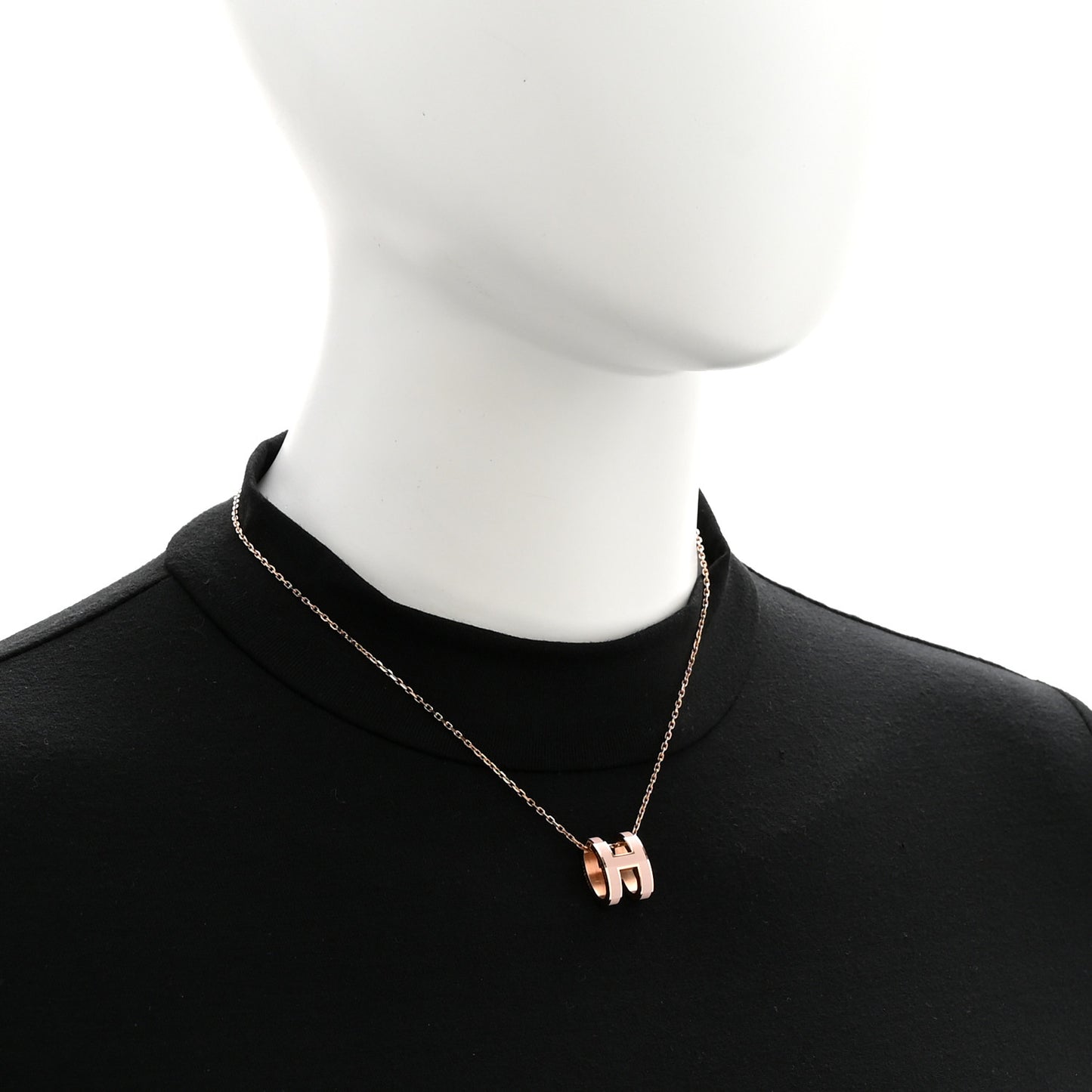 Lacquered Gold Pop H Pendant Necklace Rose Dragee