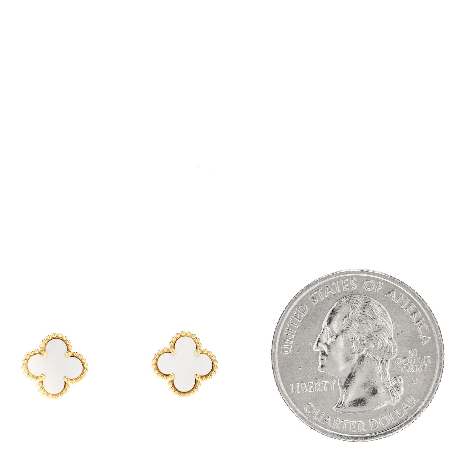 Van Cleef & Arpels 18K Yellow Gold Mother of Pearl Sweet Alhambra Earrings 2 of 4