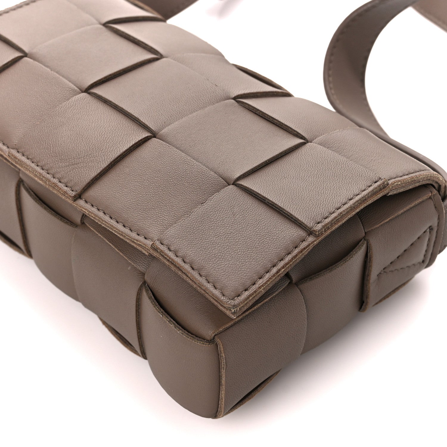 Bottega Veneta Lambskin Maxi Intreccio Small Cassette Crossbody Bag Taupe Grey 11 of 11