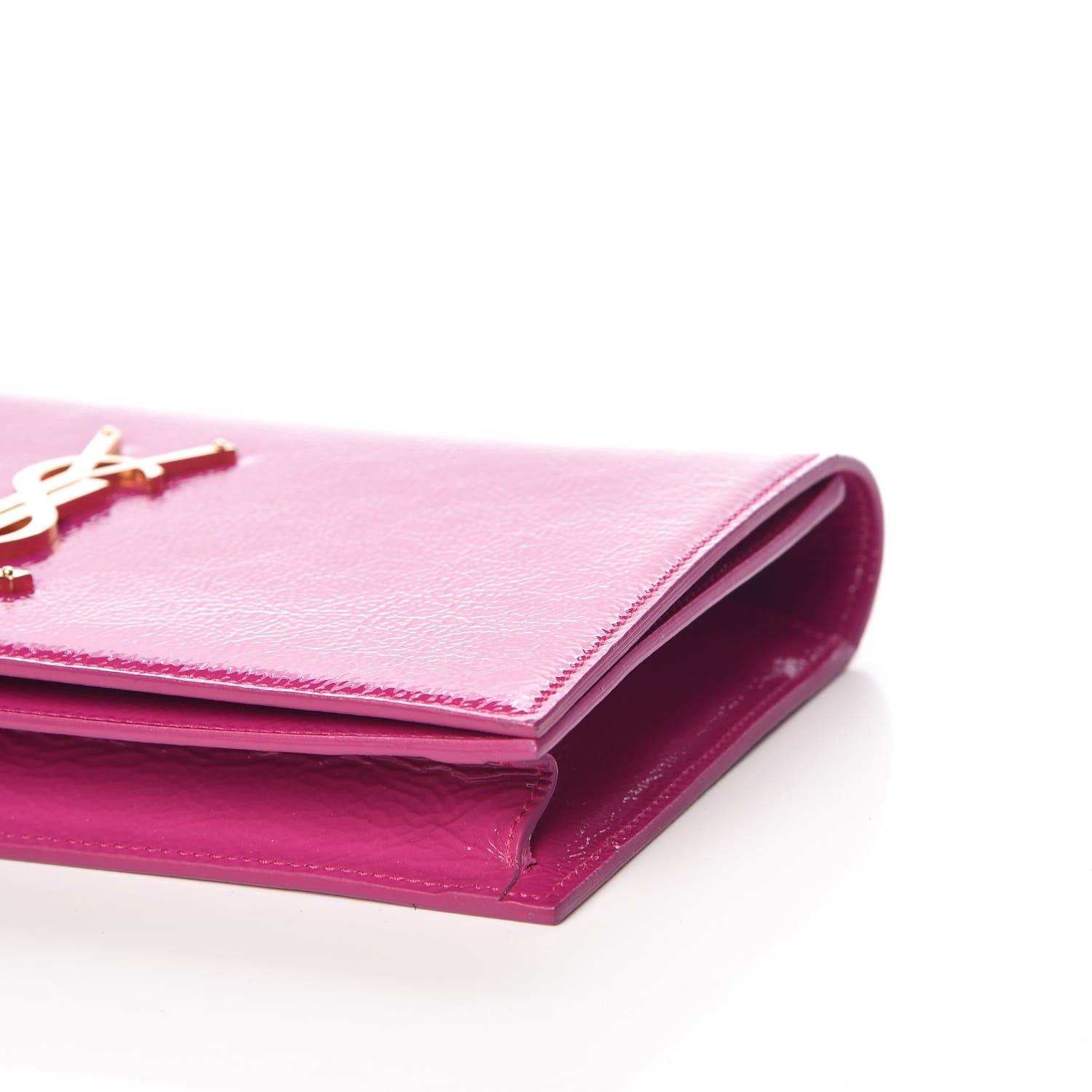 Saint Laurent Textured Patent Classic Monogram Kate Clutch Electric Pink 9 of 9