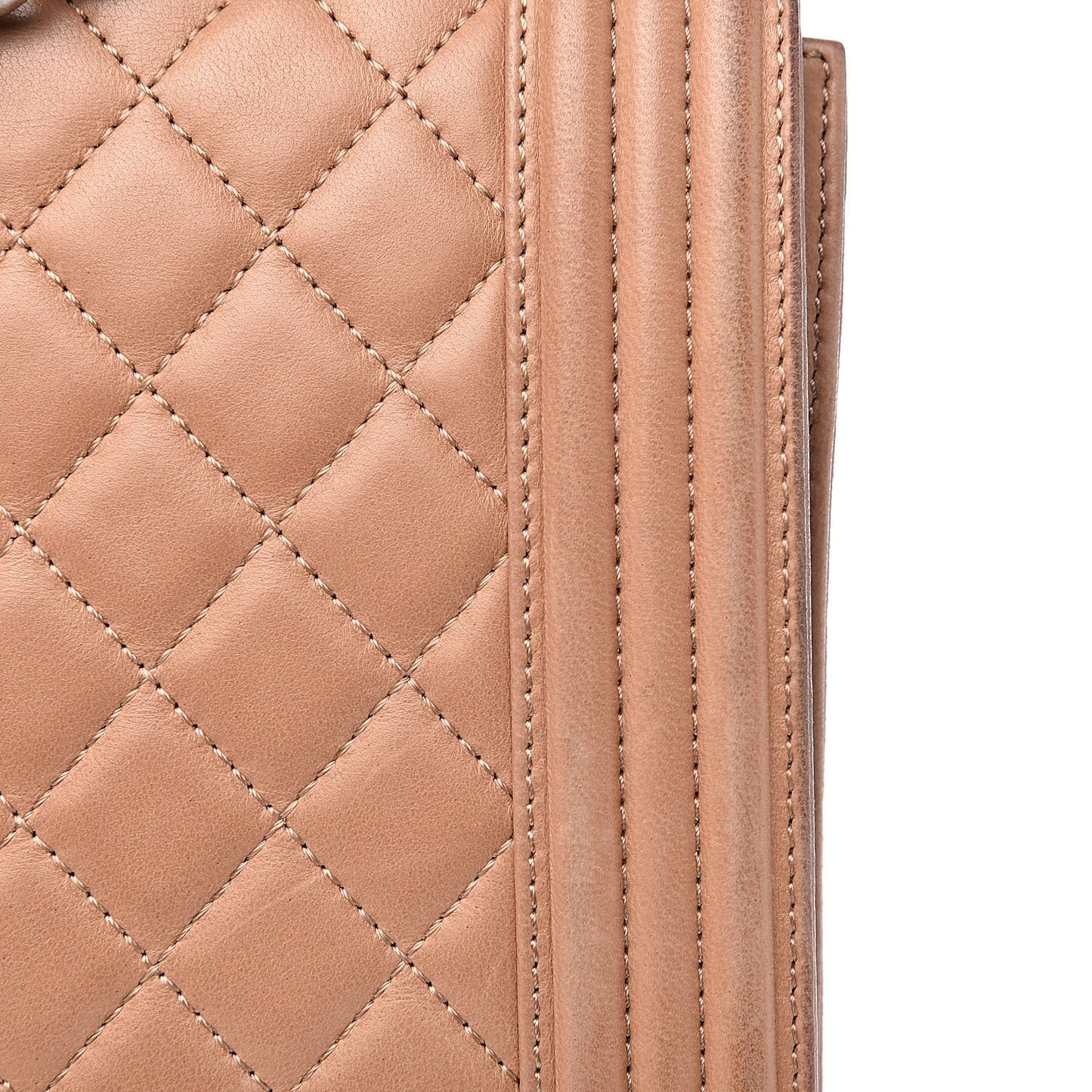 Lambskin Quilted Large Boy Flap Dark Beige