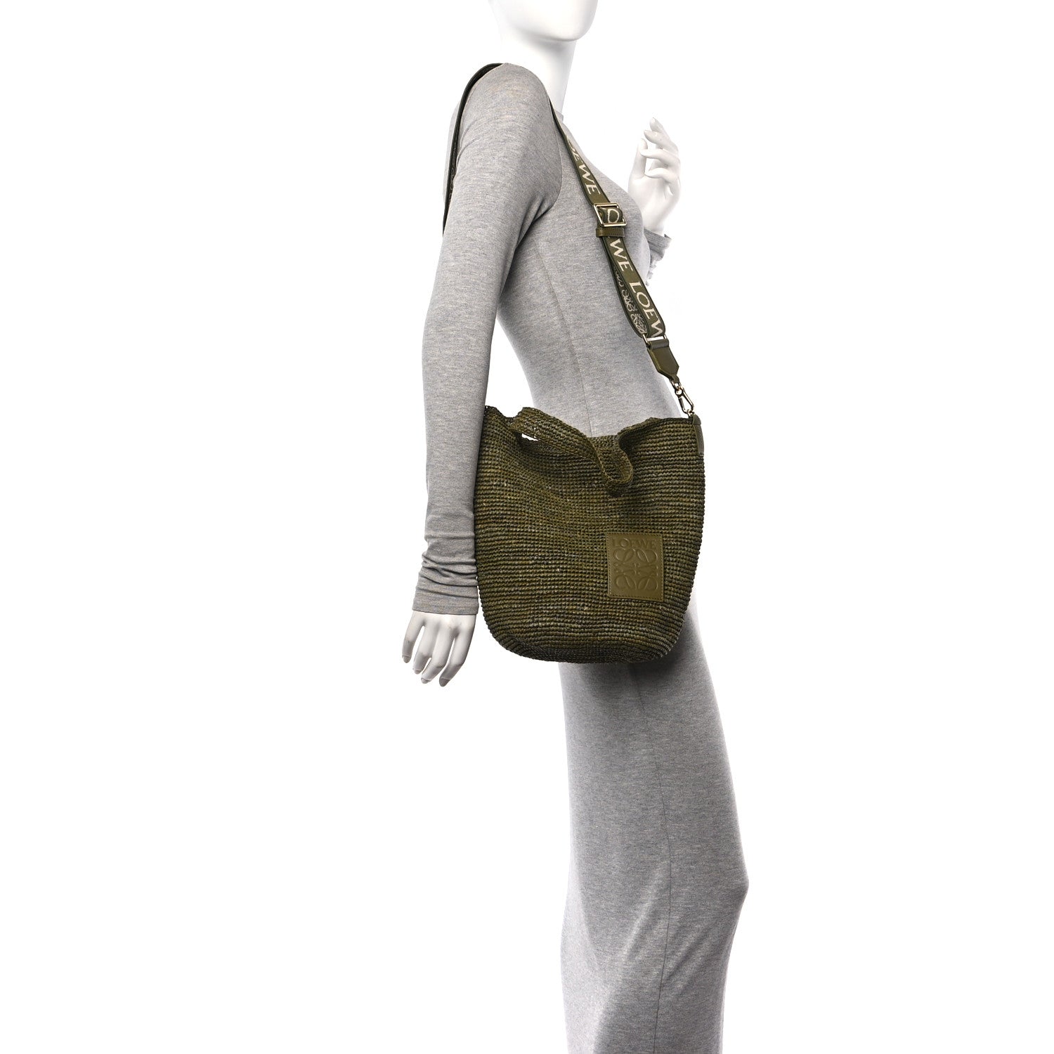 Loewe Raffia Mini Slit Tote Bag Natural Olive 2 of 10