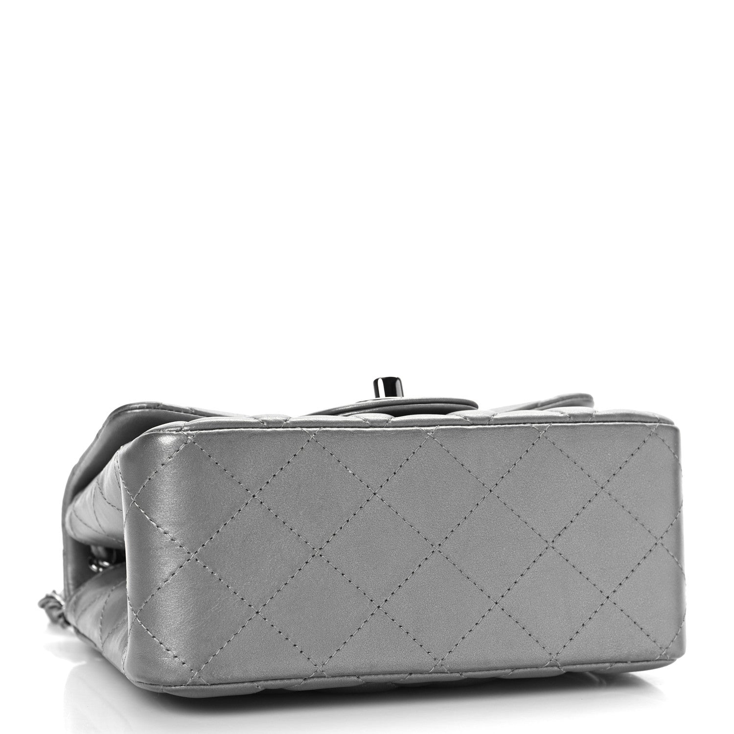 Chanel Metallic Lambskin Quilted Mini Square Flap Dark Silver 4 of 9