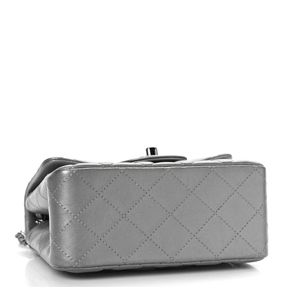 Chanel Metallic Lambskin Quilted Mini Square Flap Dark Silver 4 of 9