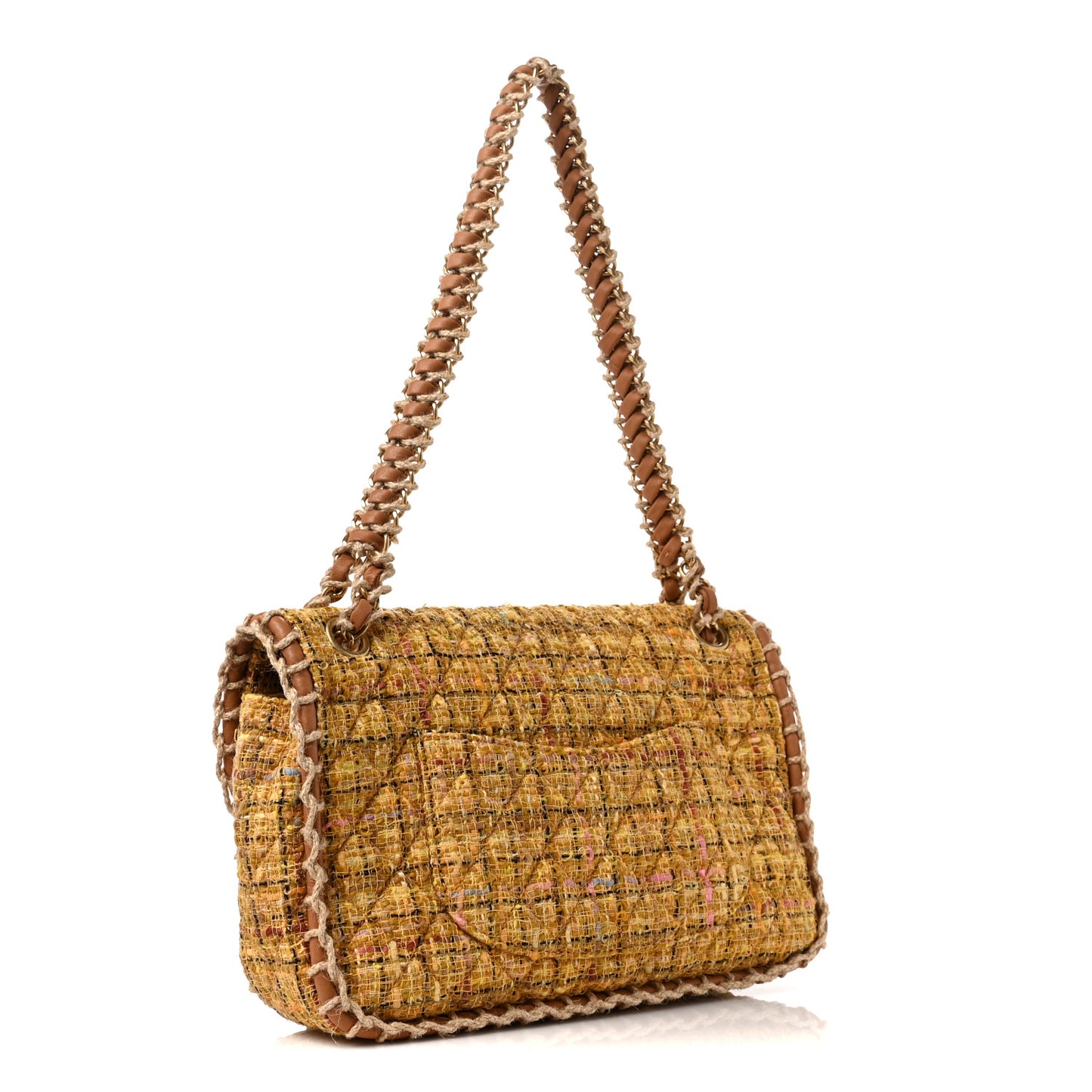 Metallic Tweed Medium Single Flap Light Yellow