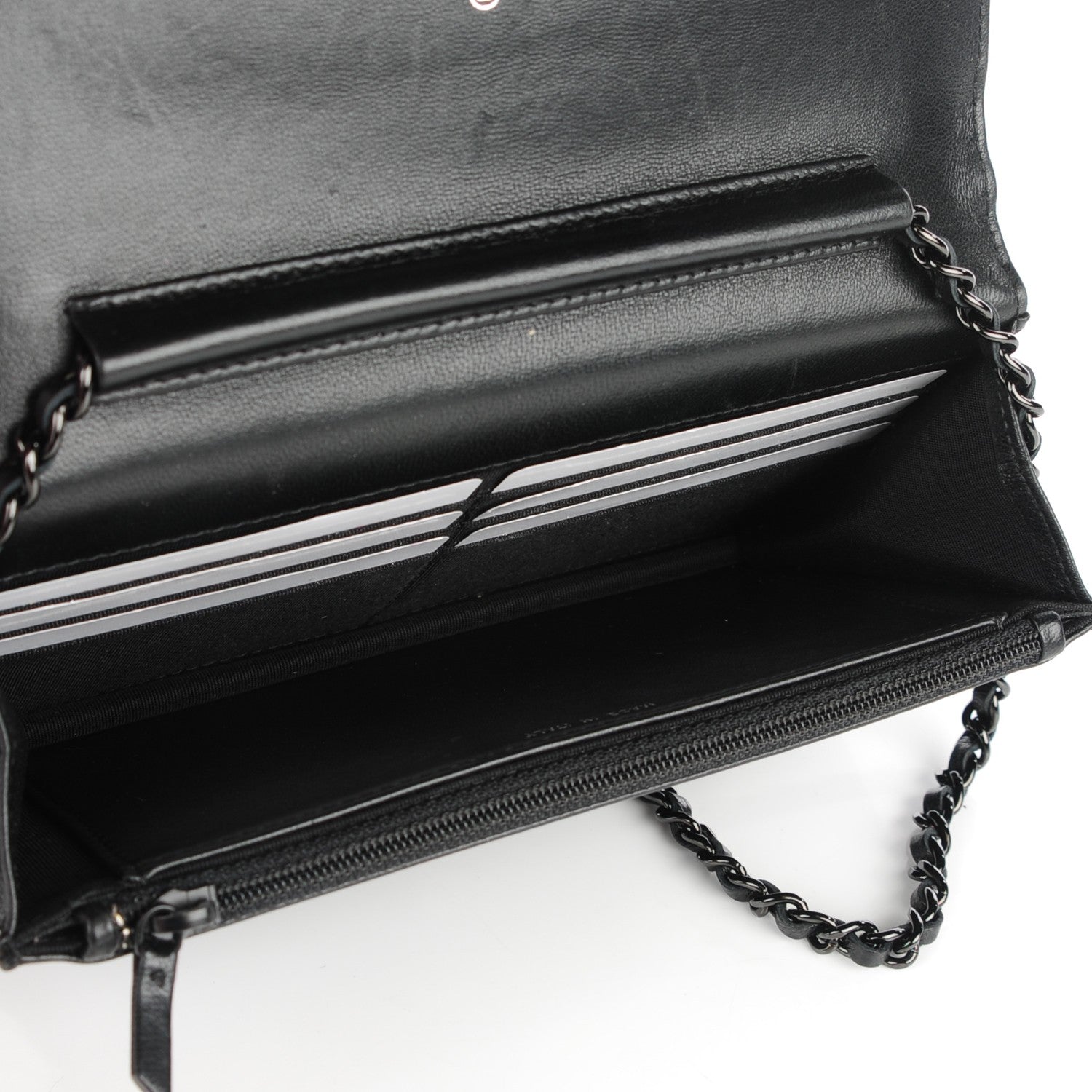 Chanel Calfskin Chevron Wallet On Chain WOC So Black 8 of 8