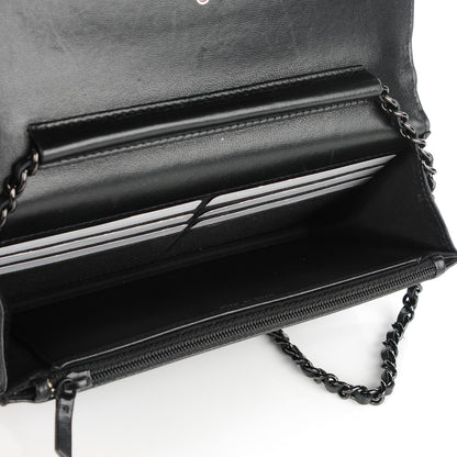 Chanel Calfskin Chevron Wallet On Chain WOC So Black 8 of 8