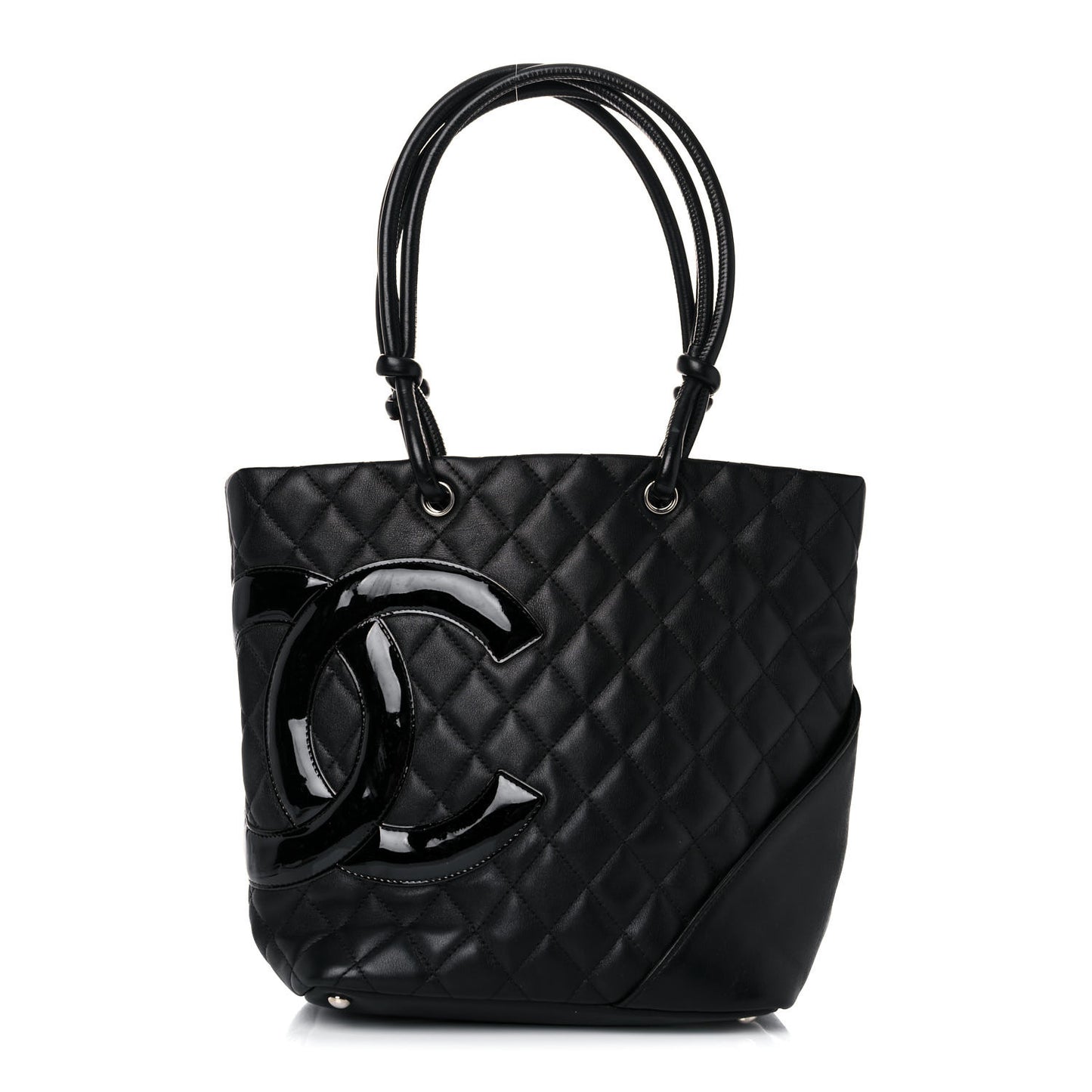 Calfskin Quilted Medium Cambon Tote Black