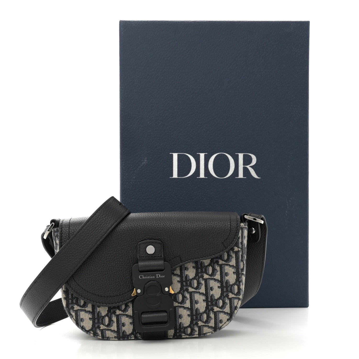 Christian Dior Grained Calfskin Oblique Saddle Messenger Black 12 of 12