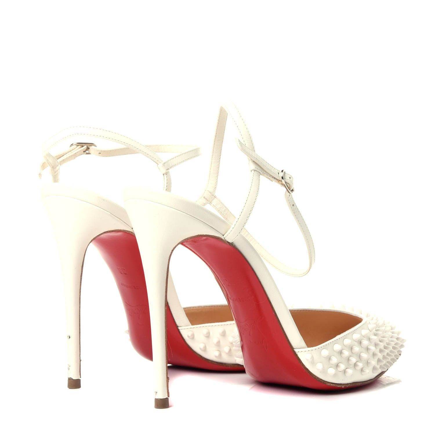 Christian Louboutin Kid Baila Spike 100 Pumps 36 White 4 of 12