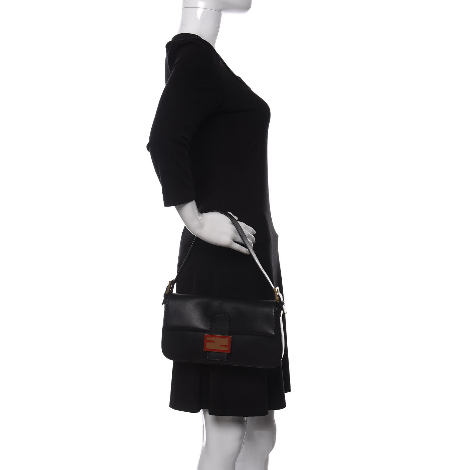 Fendi Vitello Baguette Trace Black 2 of 10