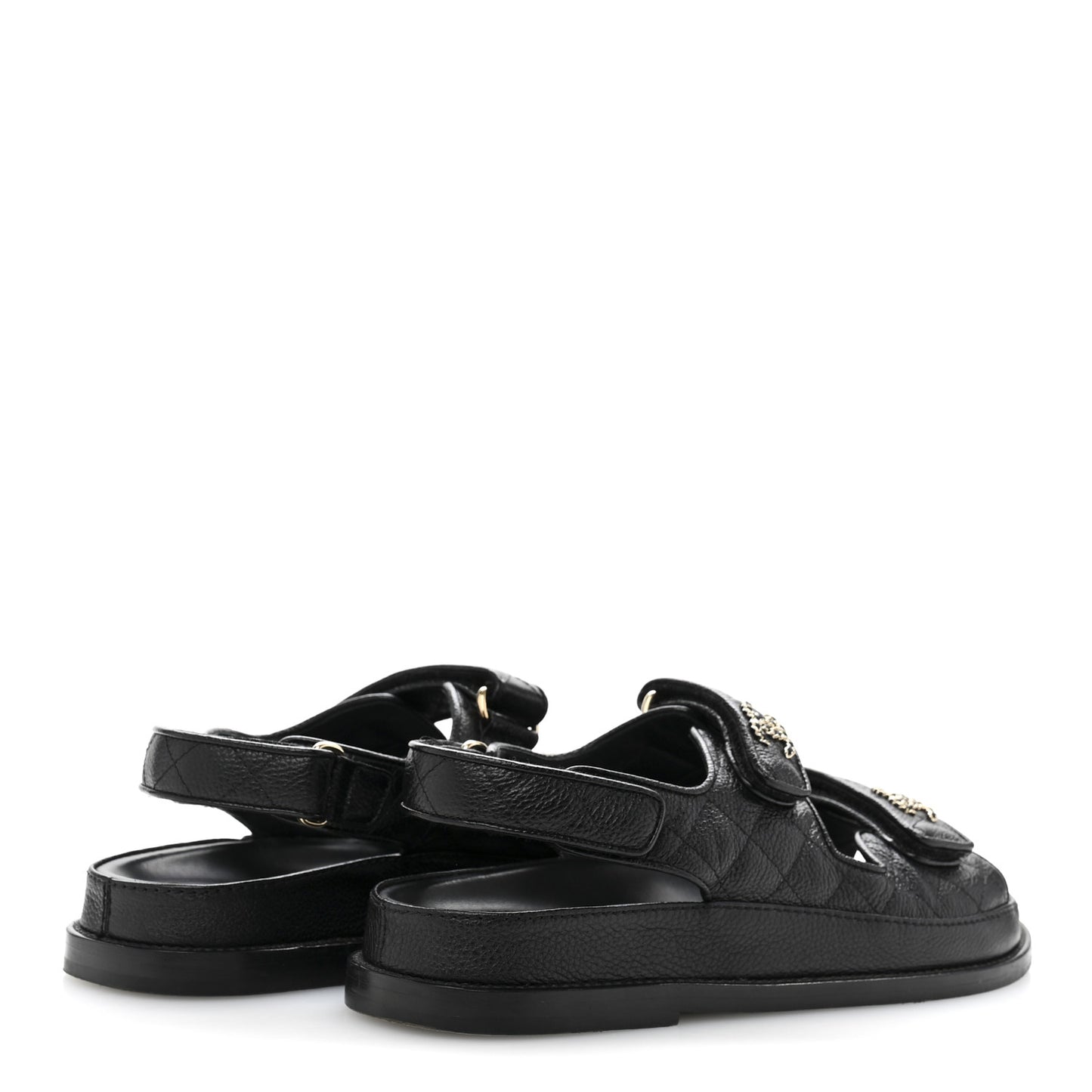 Grained Calfskin Velcro Dad Sandals 37.5 Black