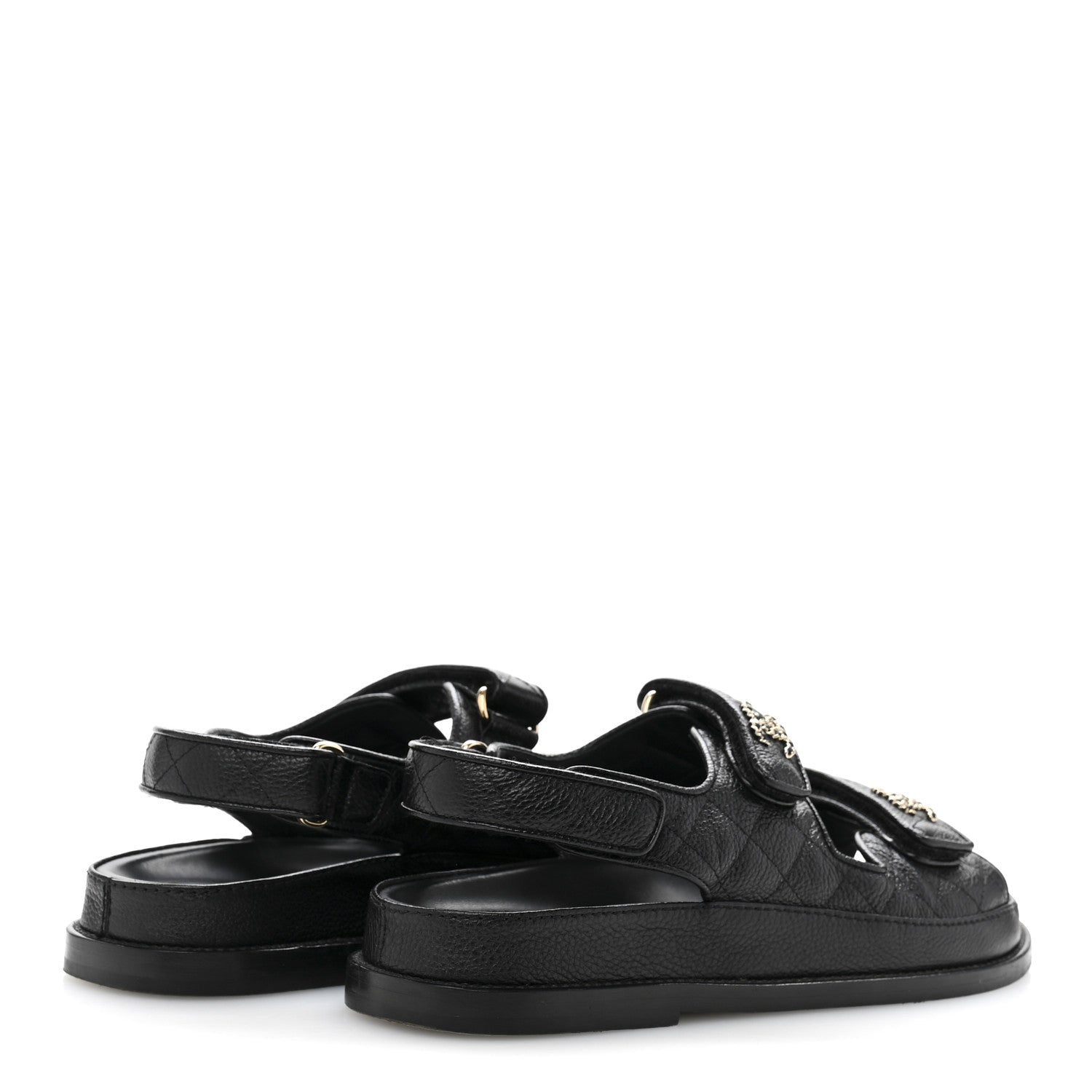 Chanel Grained Calfskin Velcro Dad Sandals 37.5 Black 4 of 14