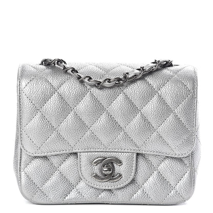 Chanel Metallic Caviar Quilted Mini Square Flap Silver 1 of 11