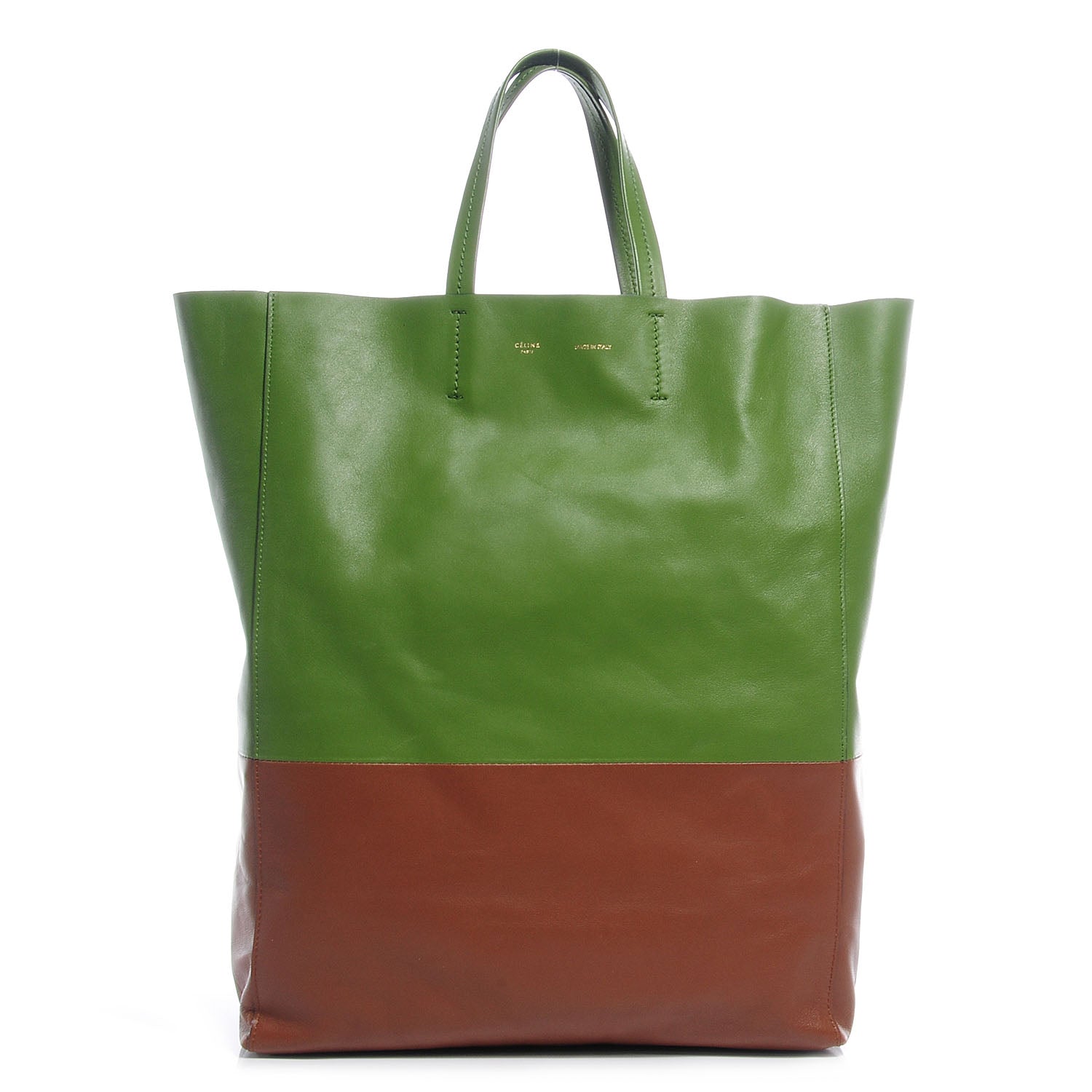 Celine Lambskin Vertical Bi- Cabas Green 1 of 8