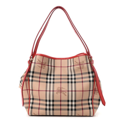 Burberry Haymarket Check Small Canterbury Tote Military Red 1 of 13