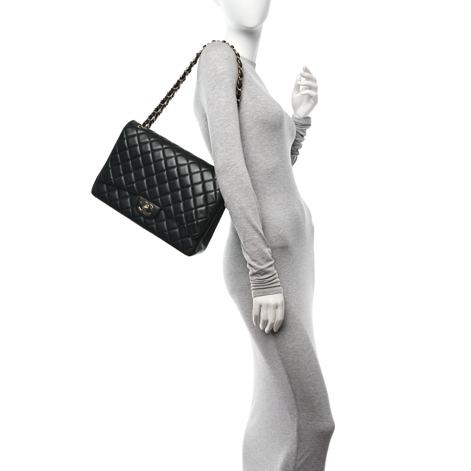 Chanel Lambskin Quilted Jumbo Double Flap Black 2 of 11