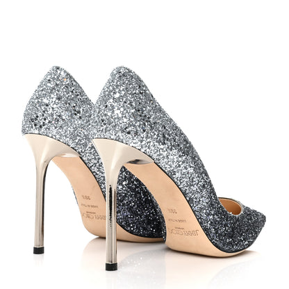 Jimmy Choo Coarse Glitter Degrade Pointy Toe Romy 100 Pumps 39.5 Navy Silver 4 of 7