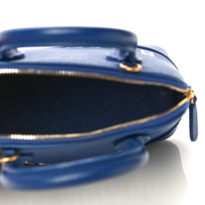 Balenciaga Signature Grained Calfskin Logo XXS Ville Top Handle Bag Bleu Roi White 4 of 20