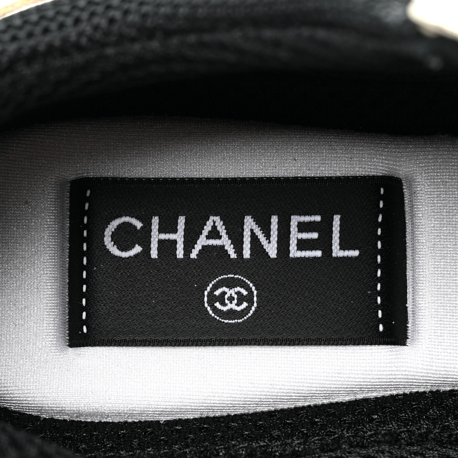 Chanel Mesh Suede Calfskin Womens CC Sneakers 36 White Black Beige Gold 8 of 9