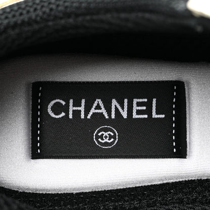Chanel Mesh Suede Calfskin Womens CC Sneakers 36 White Black Beige Gold 8 of 9