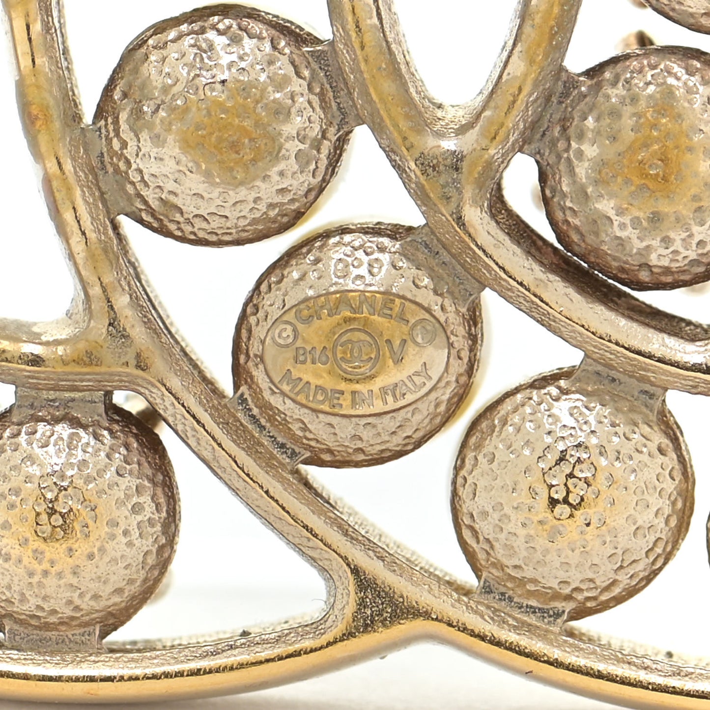 Pearl Crystal CC Brooch Gold Pearly White