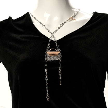 Hermes Sterling Silver 18K Rose Gold Precieux Kelly Long Necklace 2 of 5