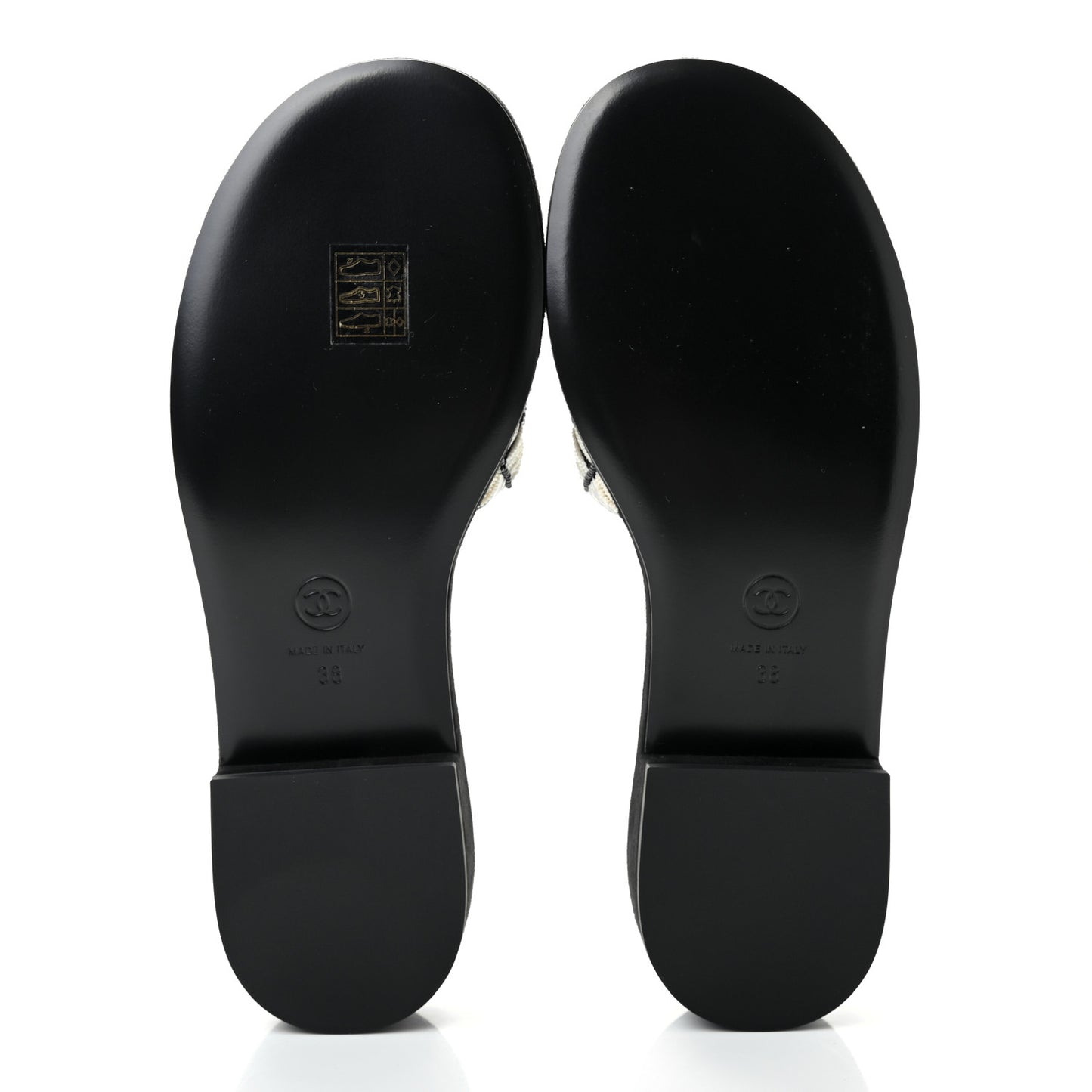 Pearl Embroidery CC Mules 38 Black White