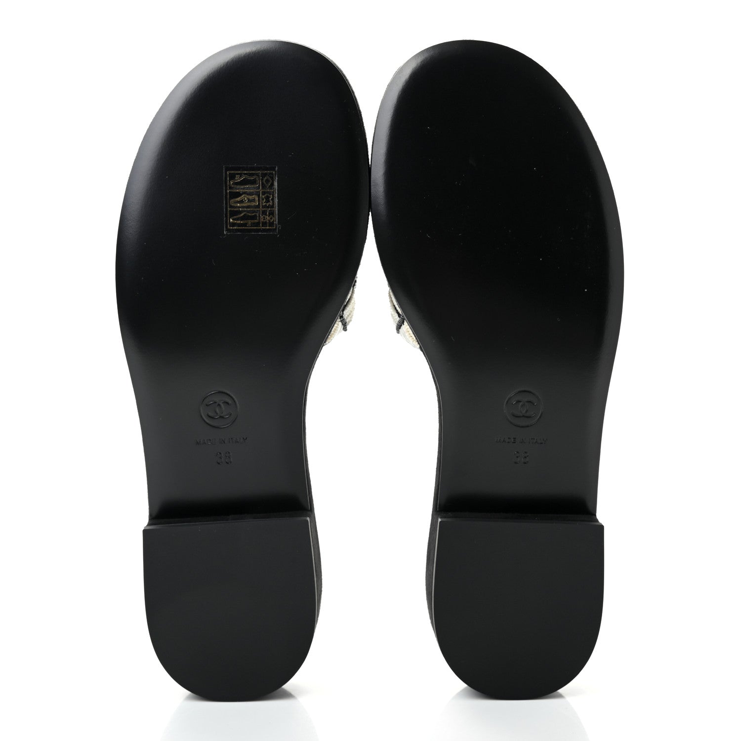 Chanel Pearl Embroidery CC Mules 38 Black White 6 of 9