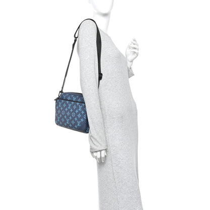 Louis Vuitton Calfskin Monogram Shadow Trio Messenger Navy River Blue 2 of 10