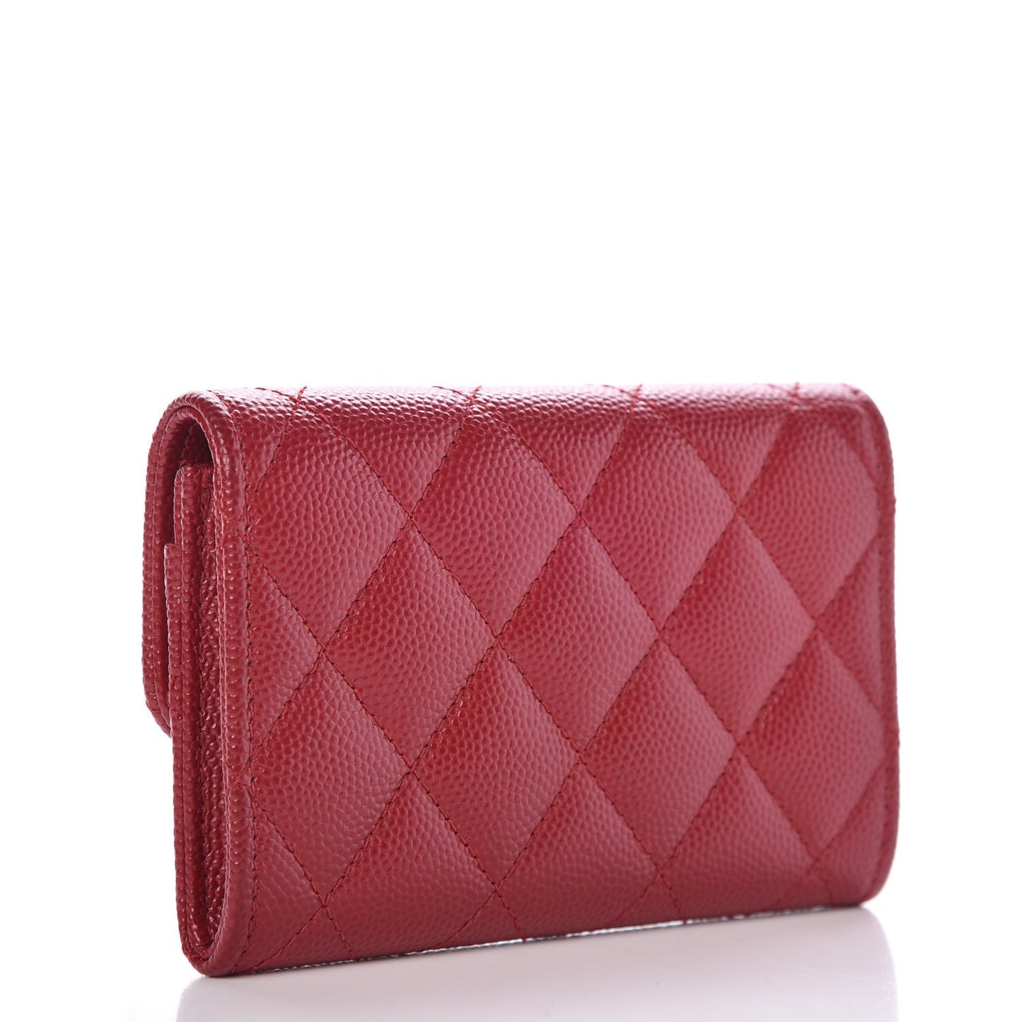 Caviar Quilted Flap Card Holder Dark Red