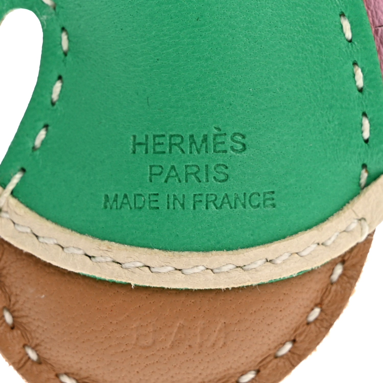 Hermes Milo Lambskin Geegee Camail Bag Charm Kraft Vert Comics