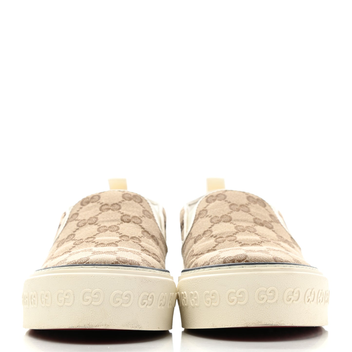 GG Monogram Womens 1977 Tennis Slip On 30mm Sneakers 39 Beige Ebony Mystic White