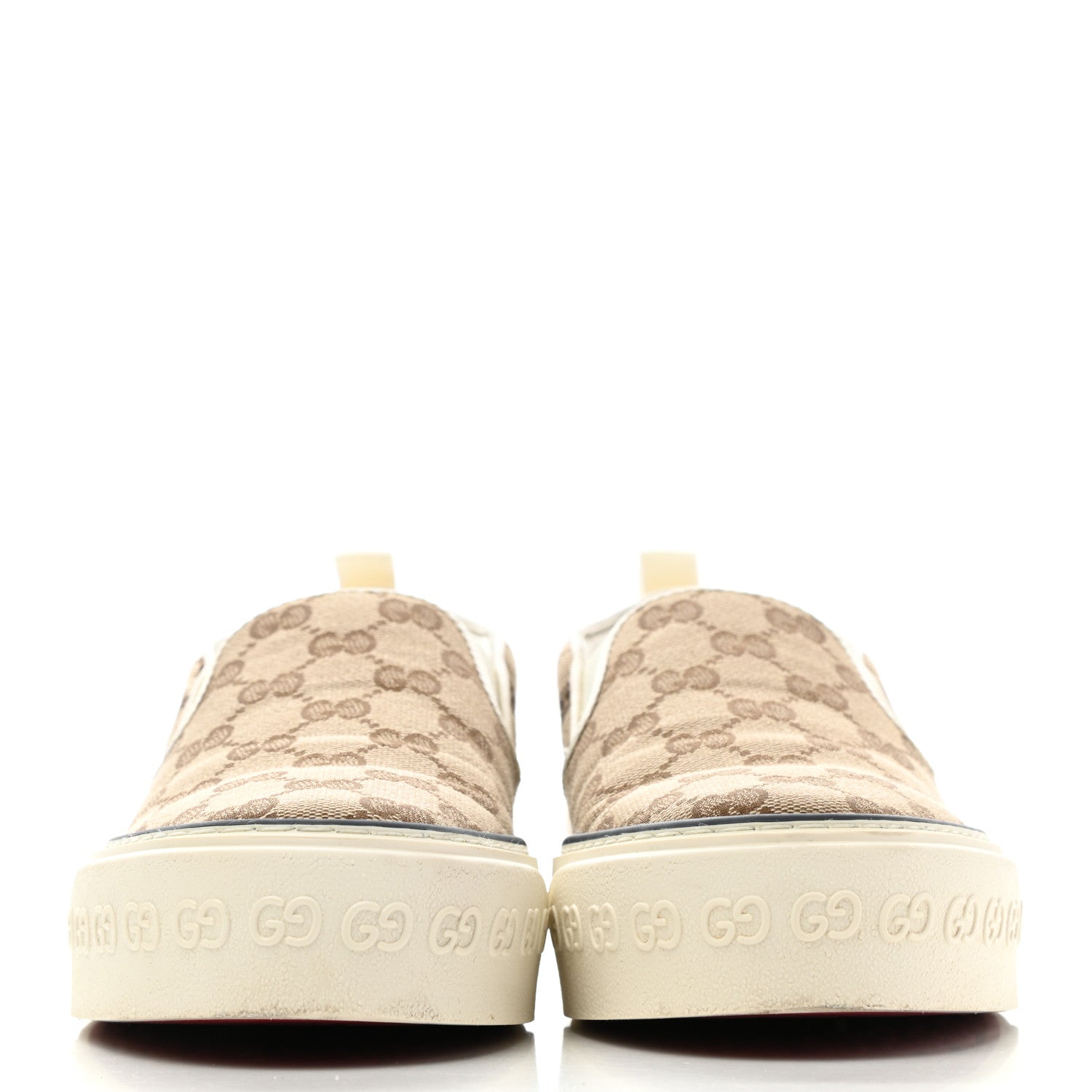 Gucci GG Monogram Womens 1977 Tennis Slip On 30mm Sneakers 39 Beige Ebony Mystic White 2 of 11