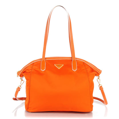 Prada Tessuto Nylon Saffiano Dome Satchel Papaya 1 of 8