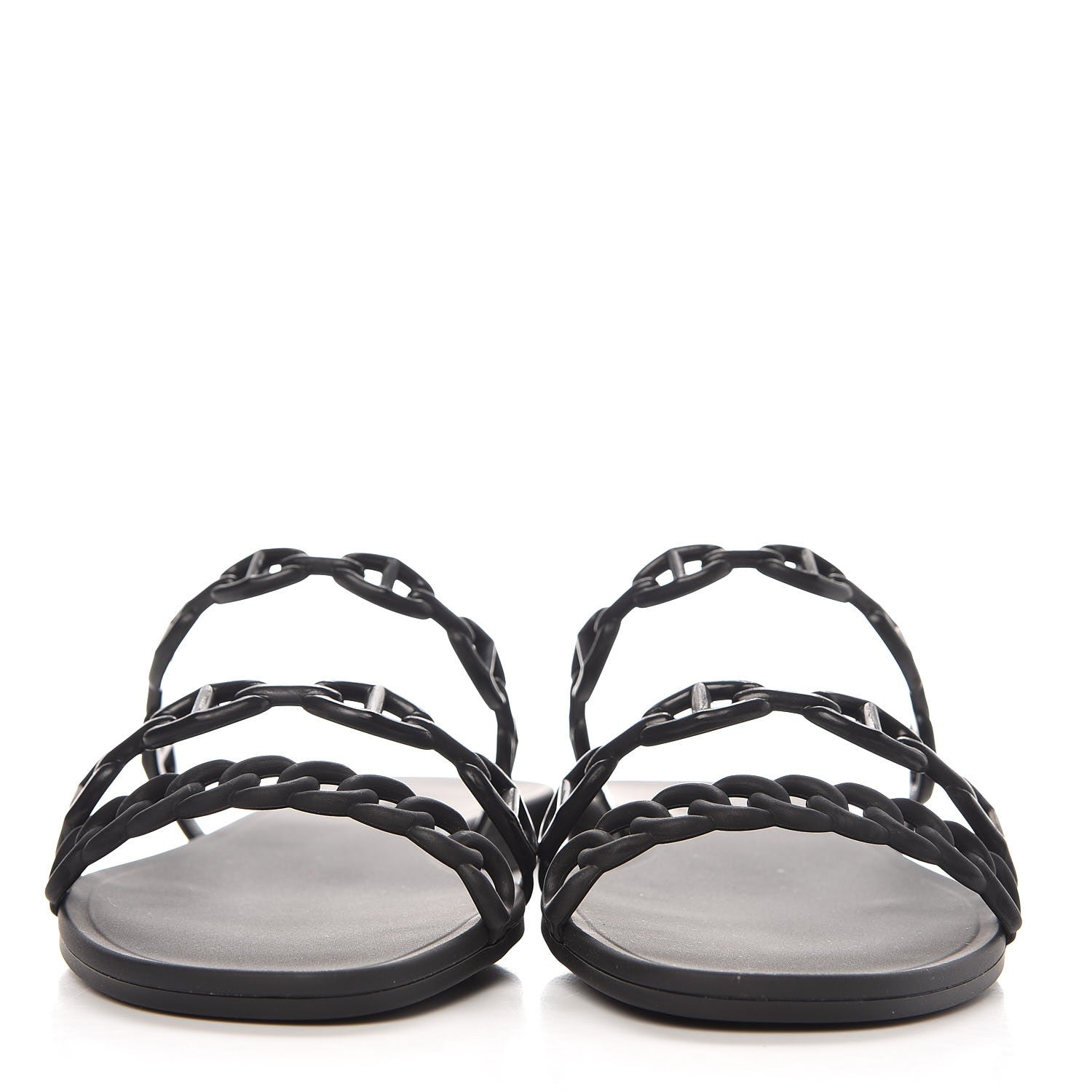 Hermes Rubber Chaine d'Ancre Rivage Sandals 37 Black 2 of 8