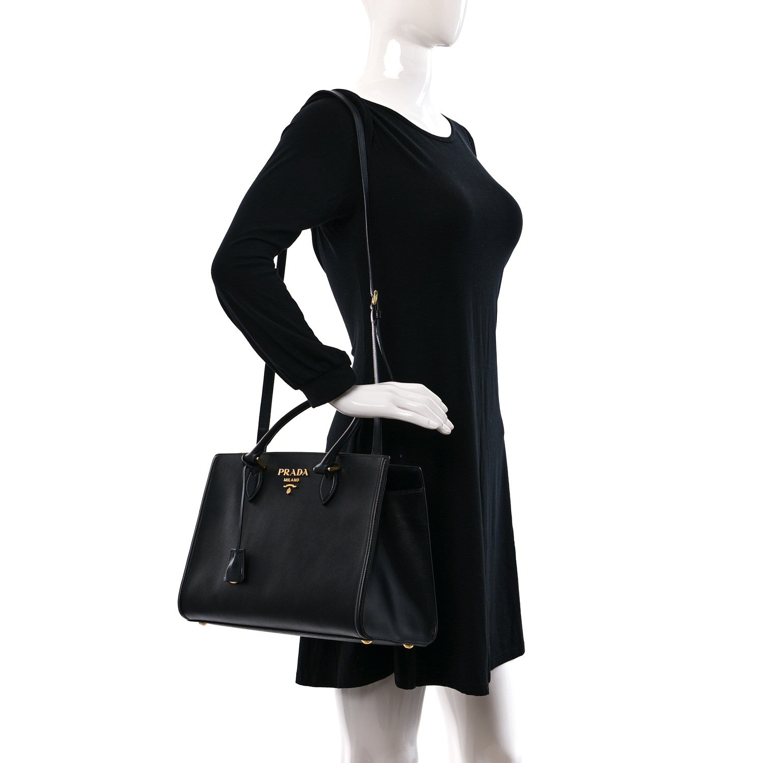 Prada Saffiano Soft Calfskin Tote Black 2 of 8