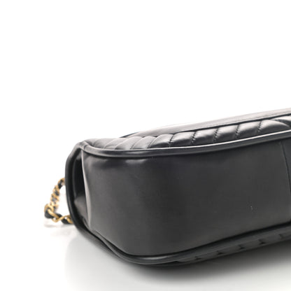 Chanel Lambskin Reverse Chevron Quilted Round Top Handle Flap Black 8 of 11
