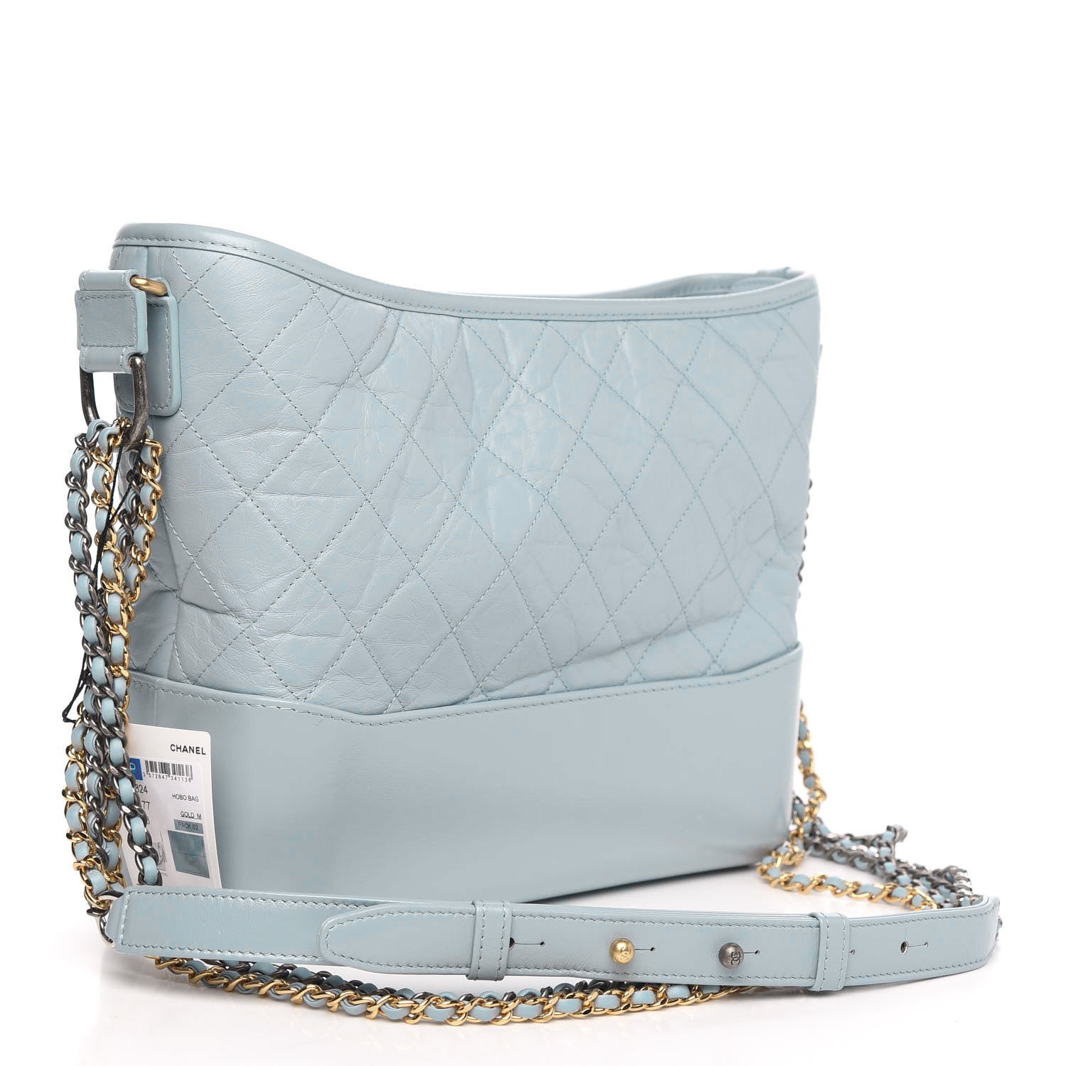 Chanel Aged Calfskin Quilted Medium Gabrielle Hobo Light Blue 3 of 10